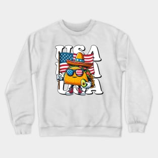 USA,Tacos holding an American flag funny 4th of July design Crewneck Sweatshirt